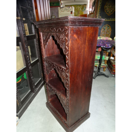 Dark patinated column bookcase with 3 arches 120 cm high