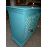 Small carved buffet 2 moucharabieh patinated turquoise 100x90 cm