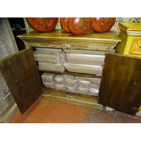Small buffet with 2 old doors and a clear patina