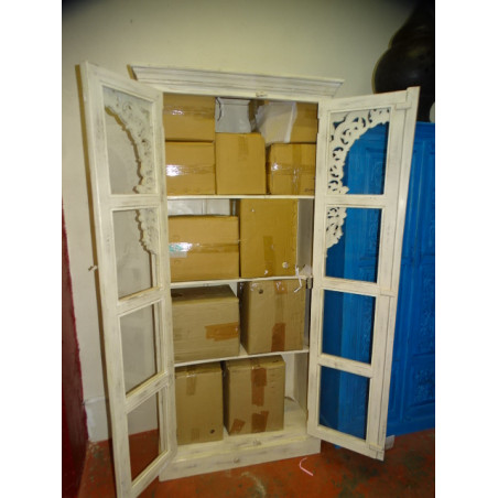 ibrary cabinet with white patinated glass arch