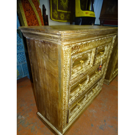 Chest of 4 drawers decorated with brass fittings 100x40x96 cm