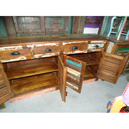 Large bahamas recycled teak sideboard with 4 doors and 4 drawers