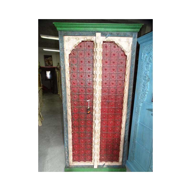 Wardrobe with arch doors and turquoise metal 100x60x200 cm