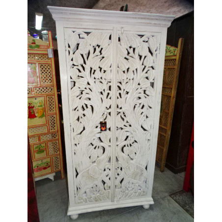 Cabinet doors carved moucharabieh elephant 90x40x180 cm