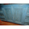 Large sideboard 6 drawers 2 doors patinated turquoise and sandblasted - 180 cm