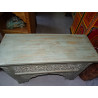 Indian low console carved and patinated in turquoise color