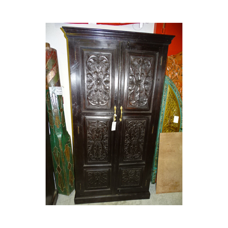 cabinet carved flowers dark patina