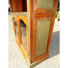 Teak bookcase with brass ornament and two glass doors