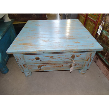 Coffee Table squaree 4 drawers Turquoise