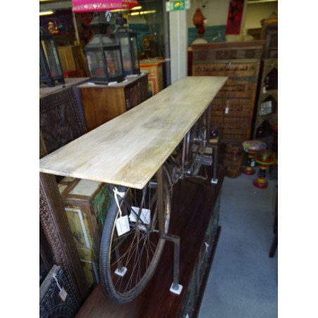 Indian bicycle console in recycled teak