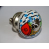 Furniture knobs in white porcelain and multicolored fish - silver