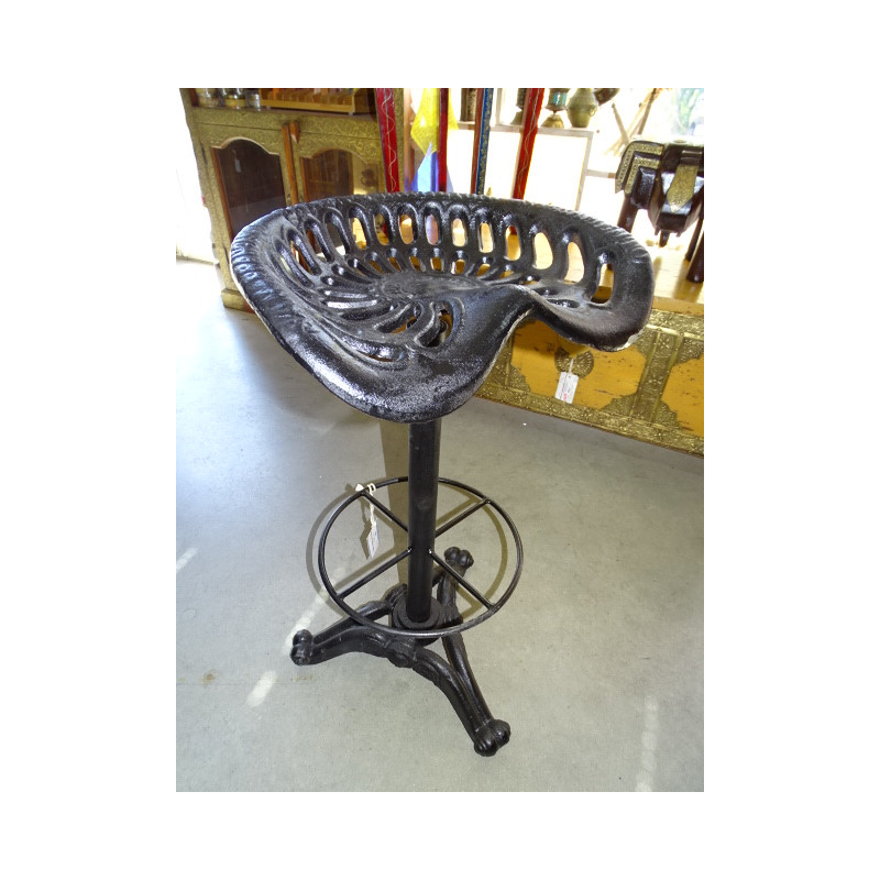Bar stool or high cast iron table with tractor seat