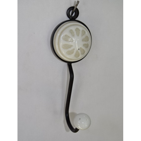 round porcelain coat hook with white petal