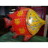 Orange and yellow painted metal candle holder fish - 60 cm