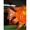 Orange and yellow painted metal candle holder fish - 60 cm