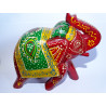 Elephant de cérémonie peint à la main rouge - 15x7x16 Cm