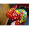 Elephant de cérémonie peint à la main rouge - 15x7x16 Cm