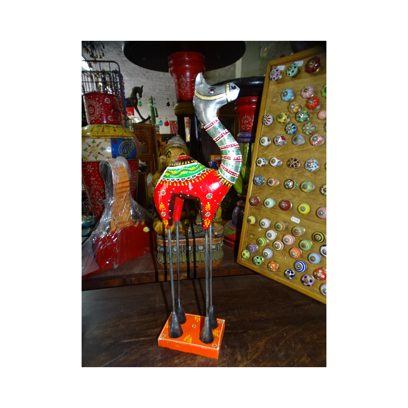 Large designer horse in wood and hand-painted metal - MM