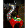 Large designer horse in wood and hand-painted metal - MM