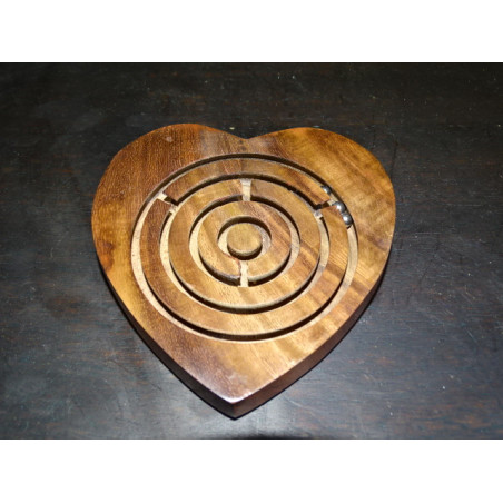 Labyrinth heart shaped puzzle with 3 metal balls