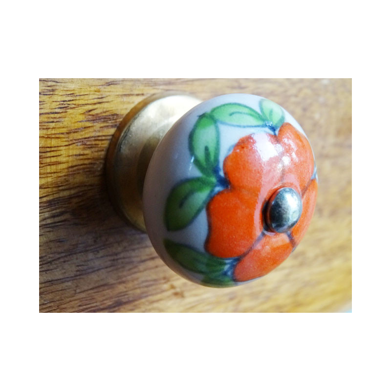 Ceramic cabinet knob poppy