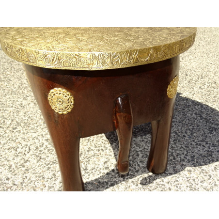 Rosewood and brass elephant stool or end table - 36 cm