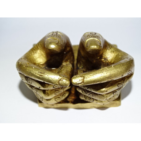 Hand of buddha business card holder - golden patina