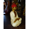 Statuette in resin of BUDDHA meditation cream, gold and red