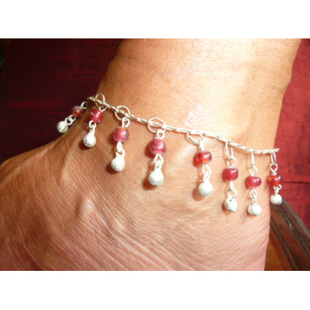Bracelets de cheville perles rouges