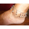 Bracelets de cheville perles mauve/argent