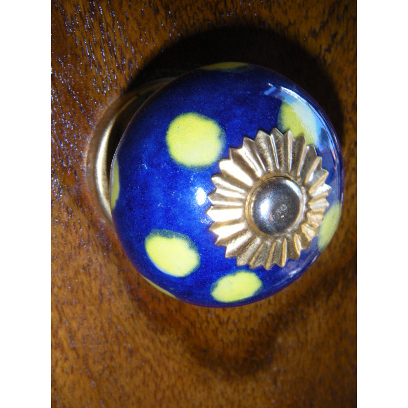 Porcelain knobs blue big pitch yellow
