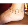 Bracelets de cheville perles turquoise/argent