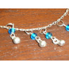 Bracelets de cheville perles turquoise/argent