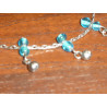 Anklets  double beads blue sky/argent