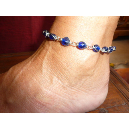 Anklets  beads blue marine