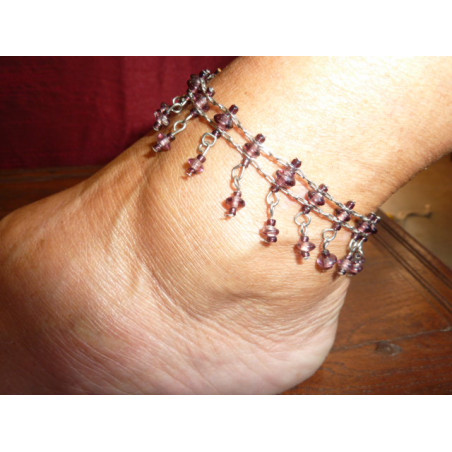 Anklets  beads blue purple rigide