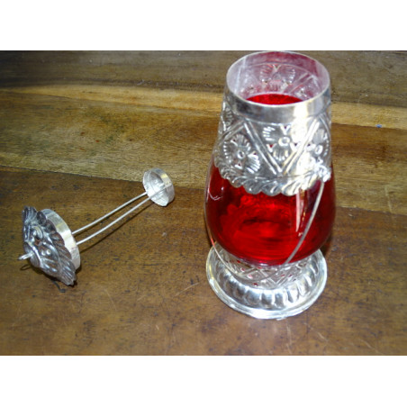 Lanterne de table photophore rouge - 22 cm