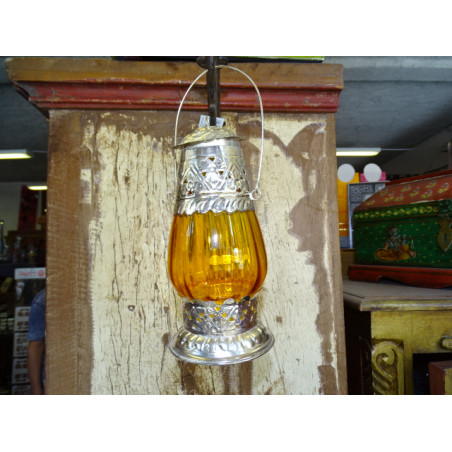 Lanterne de table photophore jaune 22 cm