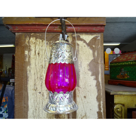 Table lantern candle pink