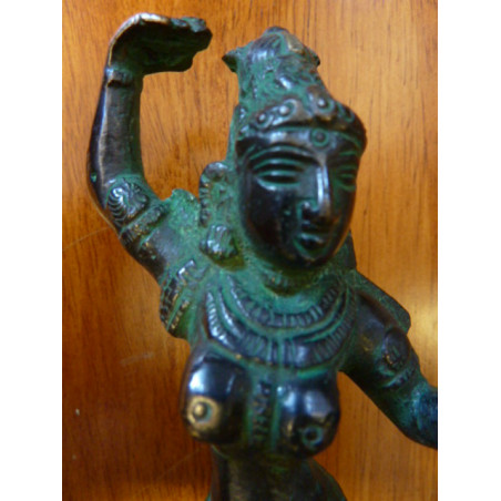 Poignée en bronze danseuse indienne verte
