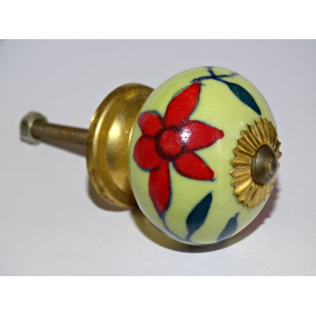 Handle yellow color furniture with red flowers