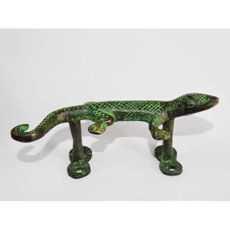 bronze handle shaped green salamander patina - right