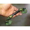 Large handle with green patinated black acanthus leaves - 22 cm