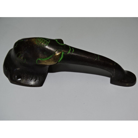 bronze handle with green patinated elephant trunk - 11 cm