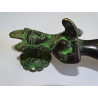 Large bronze handle woman snake patina black and green - 2