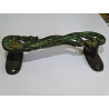 Bronze handle in the shape of a black and green patinated peacock - left
