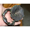 Large bronze handle with lion's head patinated black and green - 15 cm