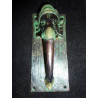 Door knocker brass elephant green plaque