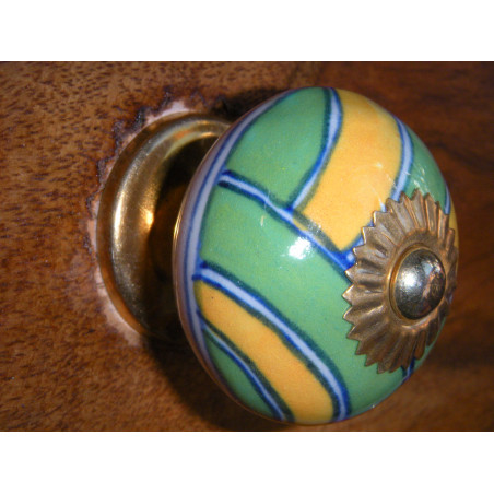 Porcelain knobs green and yellow