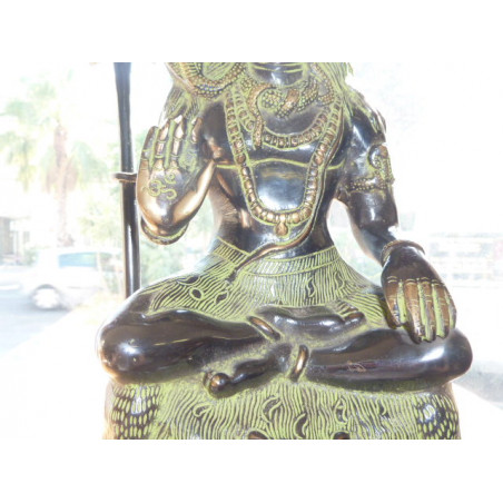 big bronze of Shiva seating with trident
